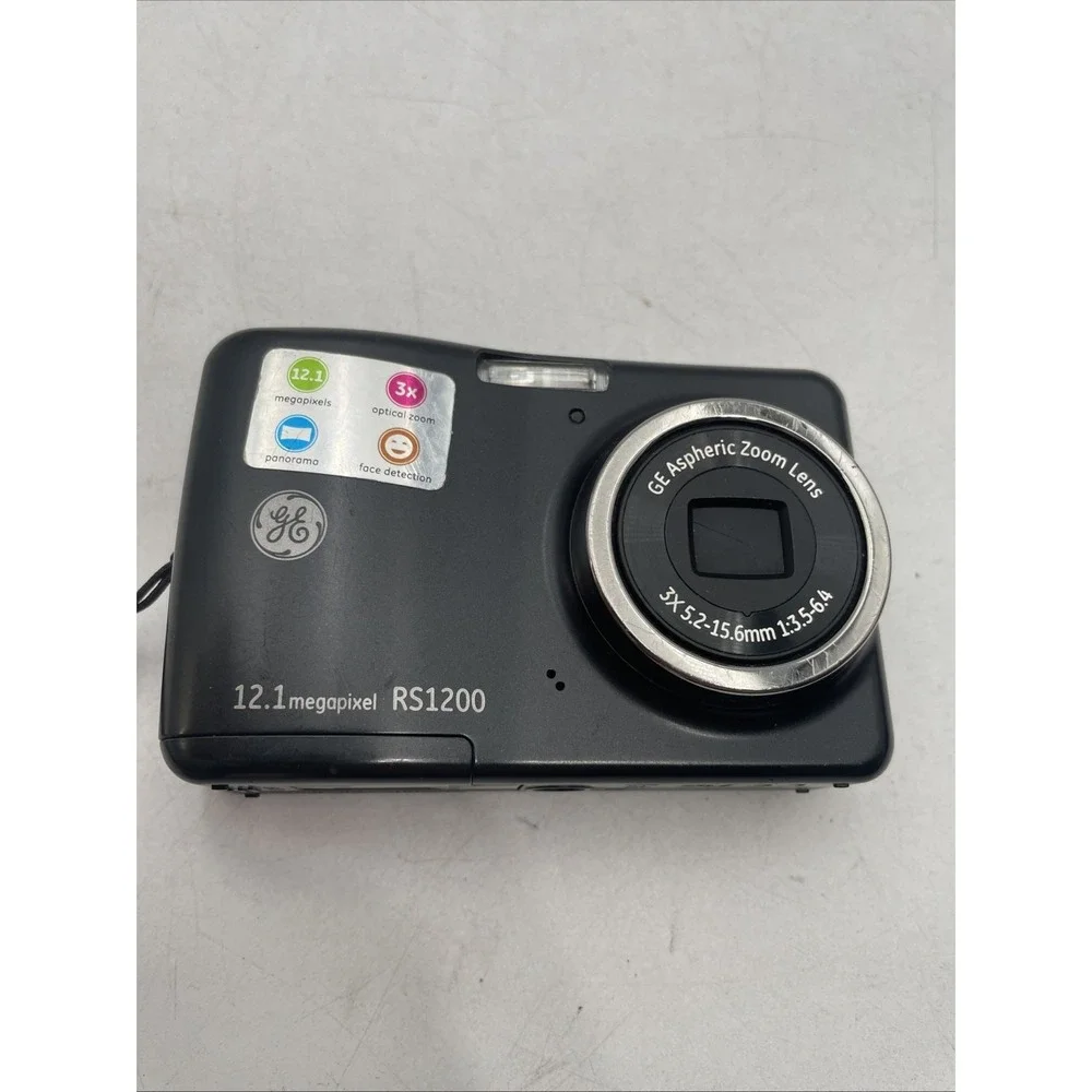 GE RS1200 12.4MP Digital Camera 3X Zoom+Battery+SD Card Black